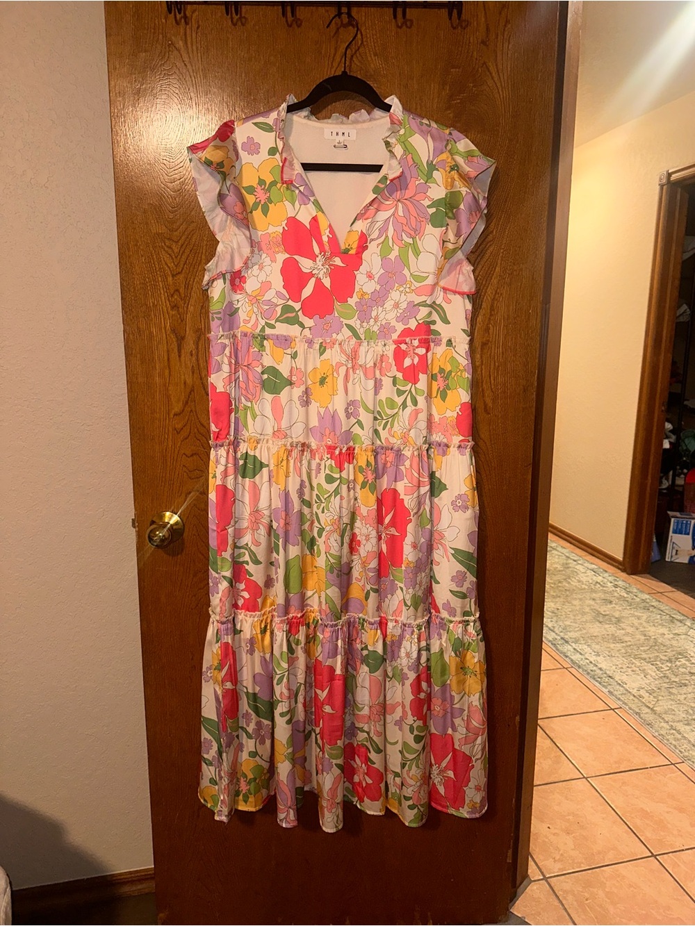THML Pastel Floral V-Neck Dress